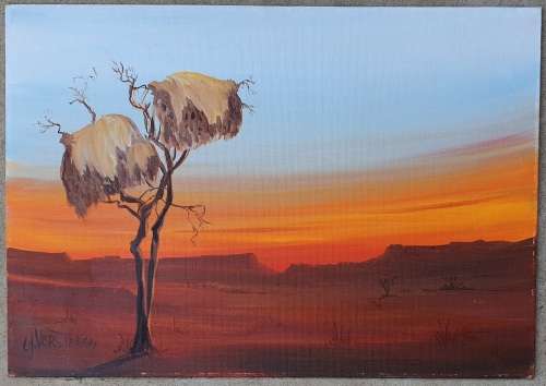 Original oil painting by C.J.Versteegh of a Norther Cape / Namibia landscape